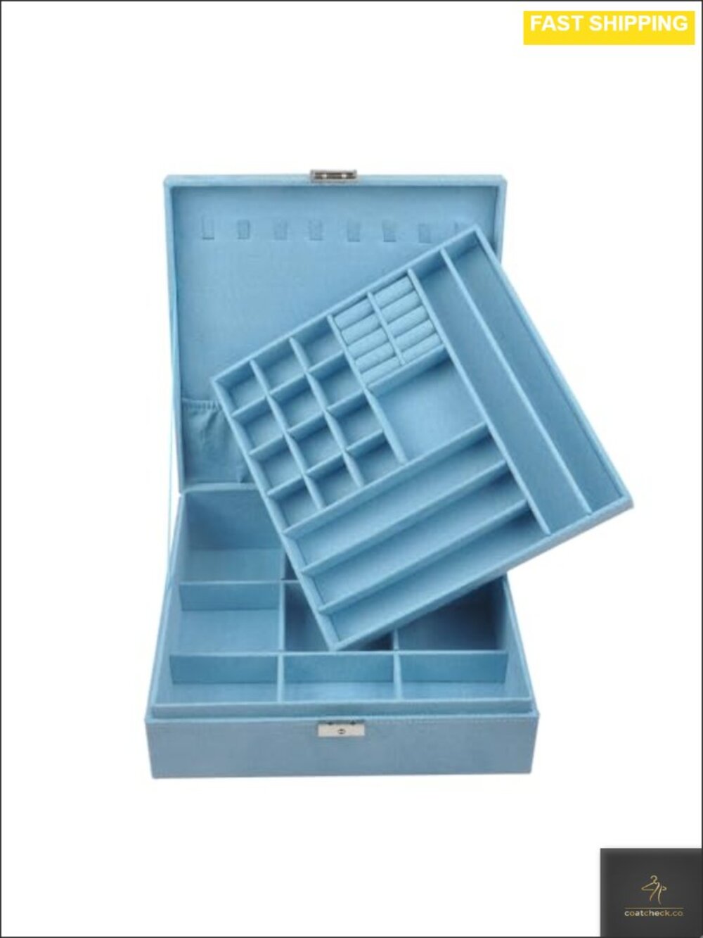 Velvet Jewelry Box 2-Layer Lockable Necklace Ring Earring Organizer Case